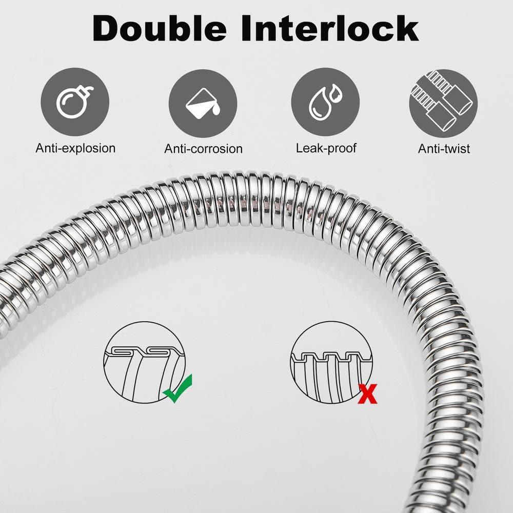 71 In. Modern Flexible Handheld Shower Hose Replacement For Bathing Toilet Cleaning Pet With Brass Fitting In Chrome