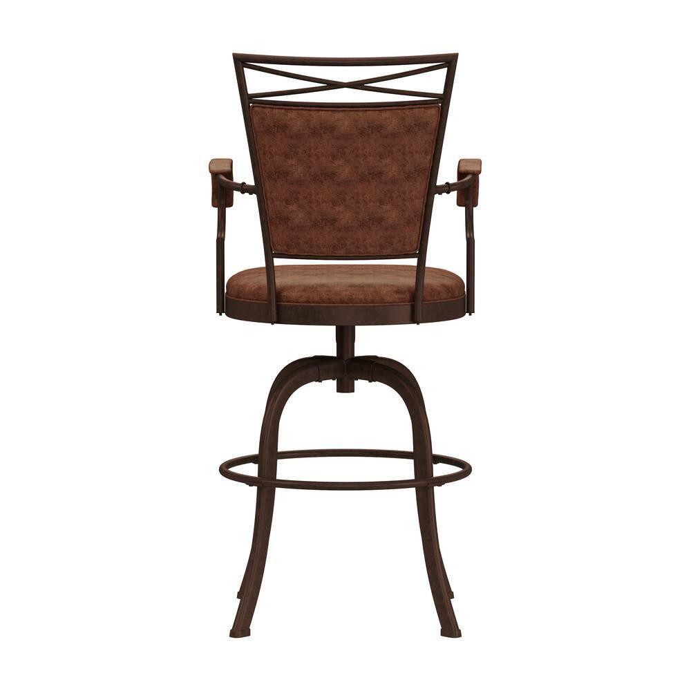 Bridgetown Tilt Base Barstool - Aged Bronze - Hillsdale Furniture: 360 Swivel, Metal Frame, Faux Leather Upholstery