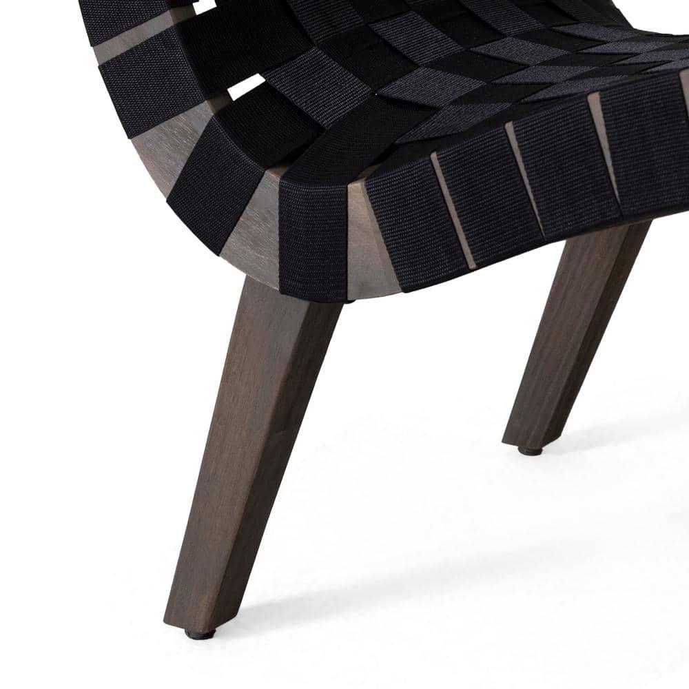 Morganton Rope Weave Outdoor Lounge Chair, Set of 2, Black and Teak