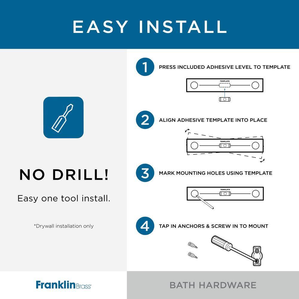 Franklin Brass Nash 4-Piece Bath Hardware Set 18" Towel Bar w/ Extender Toilet Paper Holder Towel Holder Towel Hook NASH64-SG