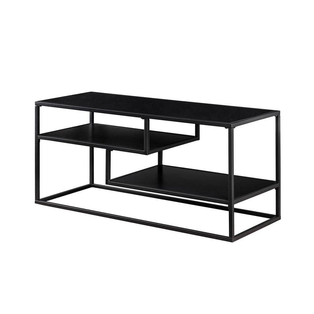 Walker Edison 40" Contemporary 2-Shelf TV Stand for TVs up to 43", Solid Black