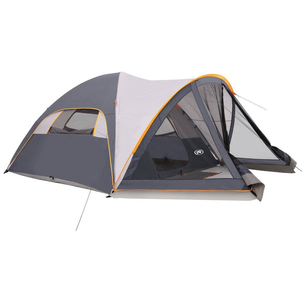 UNP Camping Tent with Screen Room, Portable 6 Person Camping Tent with Screen Porch, Family Dome Tent for Camping Outdoor - 14'x11'x72''(H)