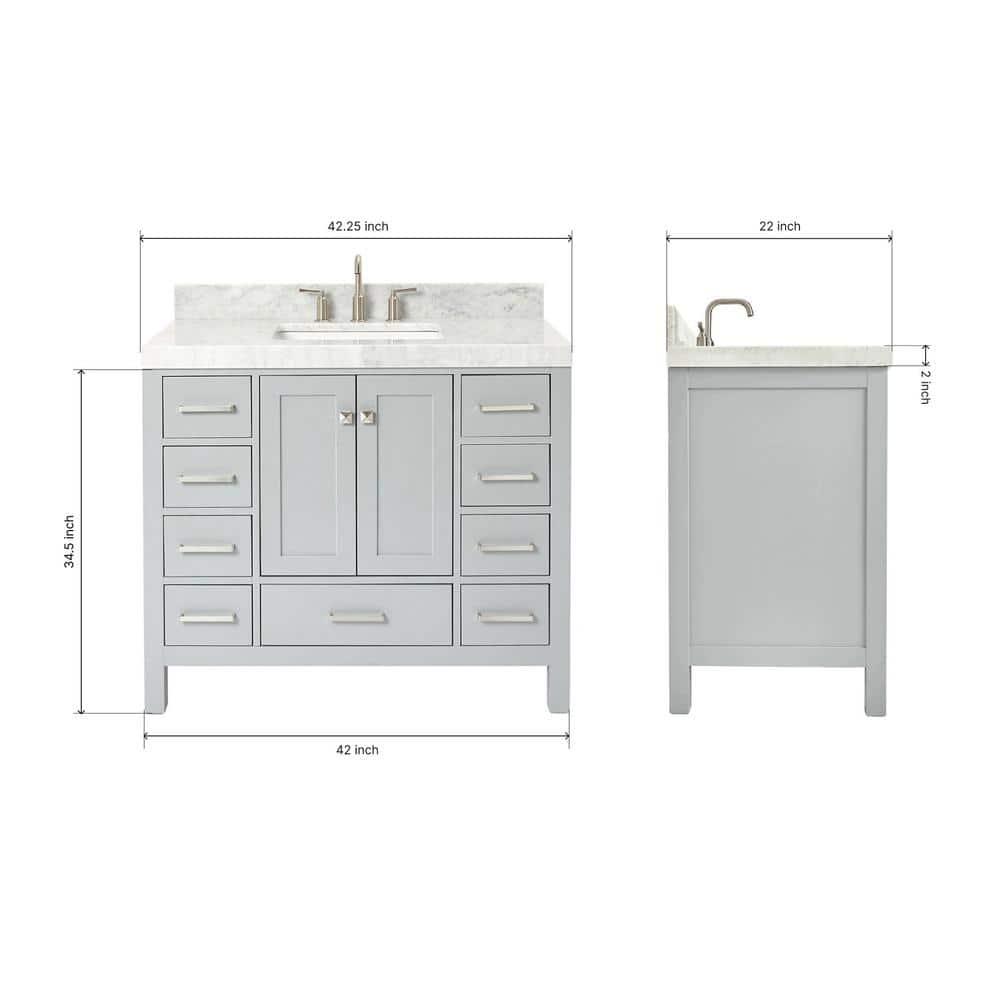 Cambridge 42'' Single Bathroom Vanity with Carrara Marble Top