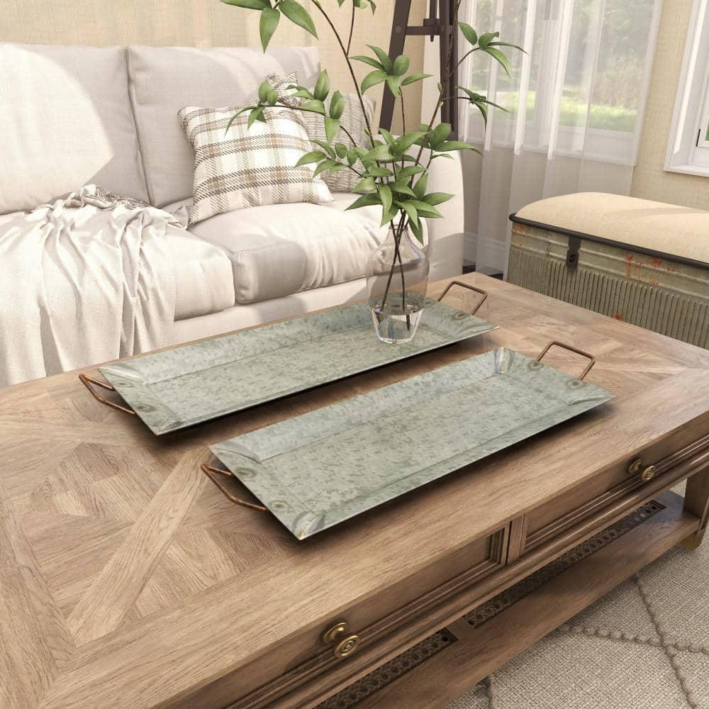 Farmhouse Rustic Serving Tray Set Gray 2pk - Olivia & May