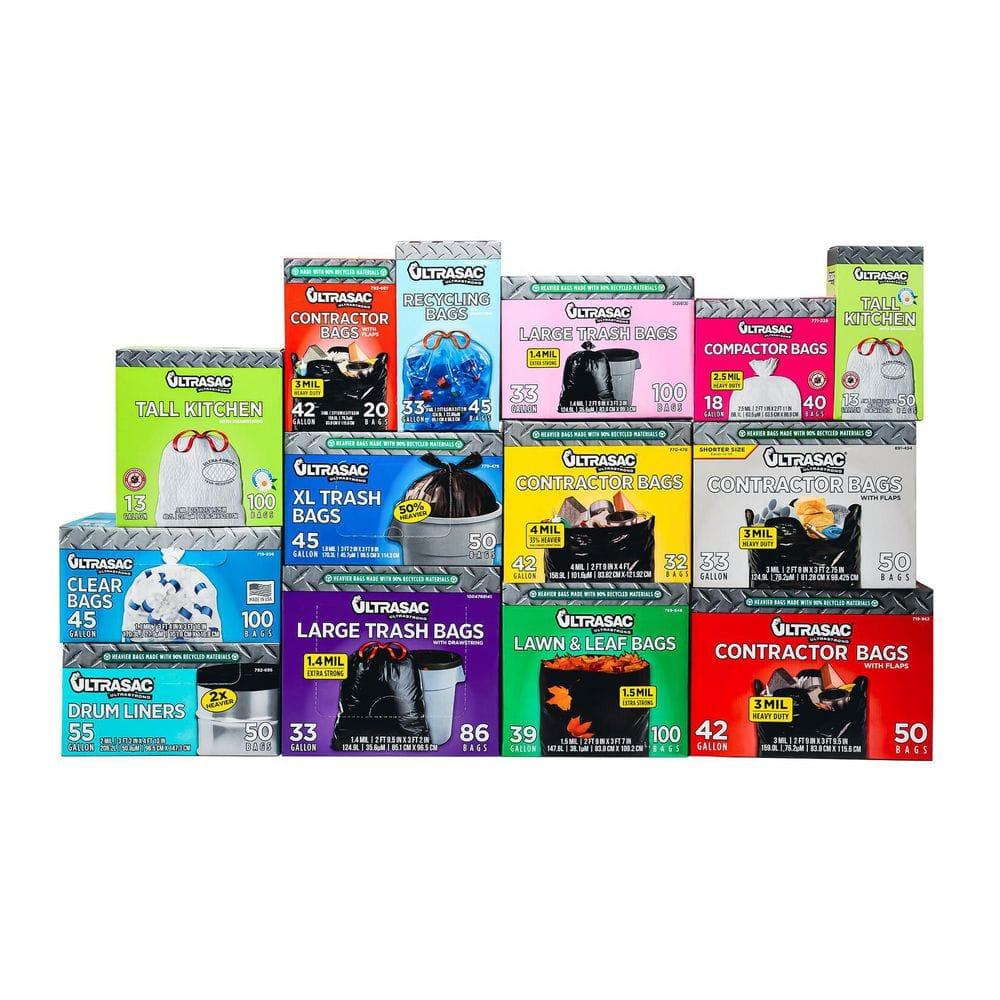 Trash Compactor Bags - (40 Pack with Ties) 18 Gallon for 15 inch Compactors - 25" x 35" Heavy Duty 2.5 MIL Garbage Disposal Bags Compatible with Kitchenaid Kenmore Whirlpool GE Gladiator