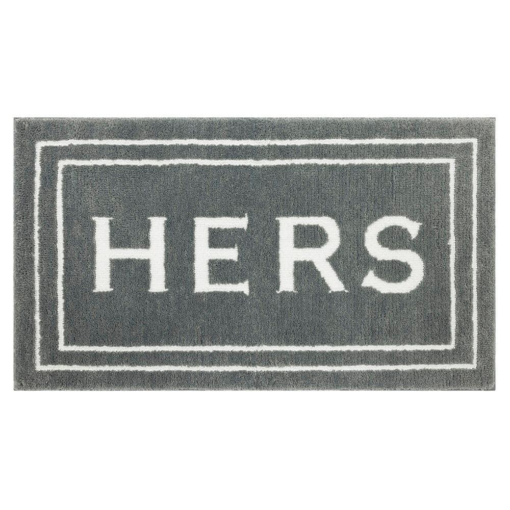 Mohawk Home Hers Knited Washable Polyester Non-Slip Bath Mat, Pewter, 1'8" x 2'10"
