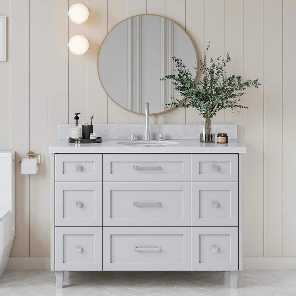 ARIEL Monrow 49 Single Sink Bathroom Vanity with Italian Carrara Marble Top