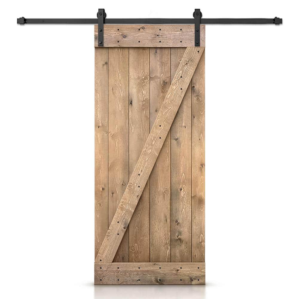 TMS 84'' Solid Wood Paneled Painted with Installation Hardware Kit Barn Door