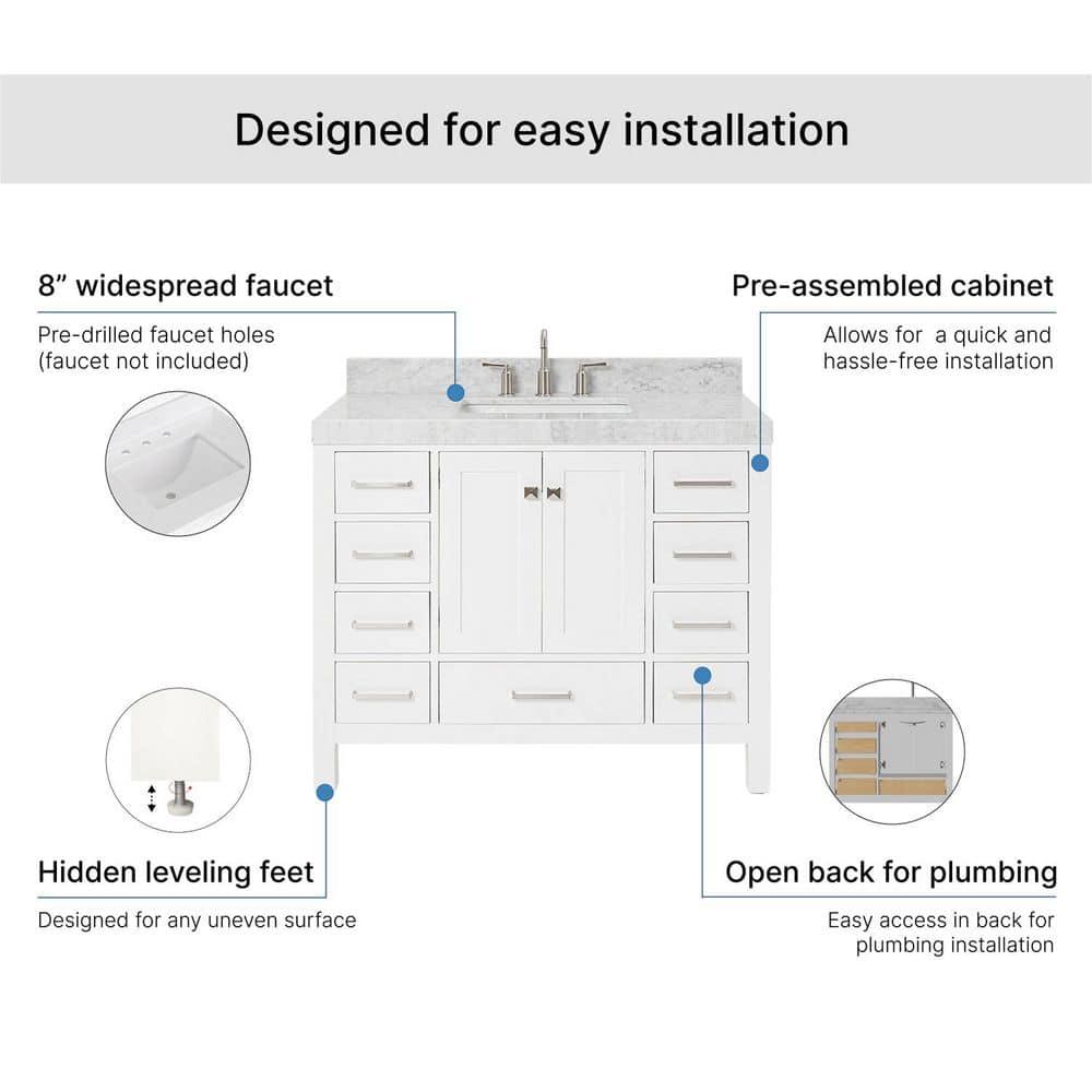 Cambridge 42'' Single Bathroom Vanity with Carrara Marble Top