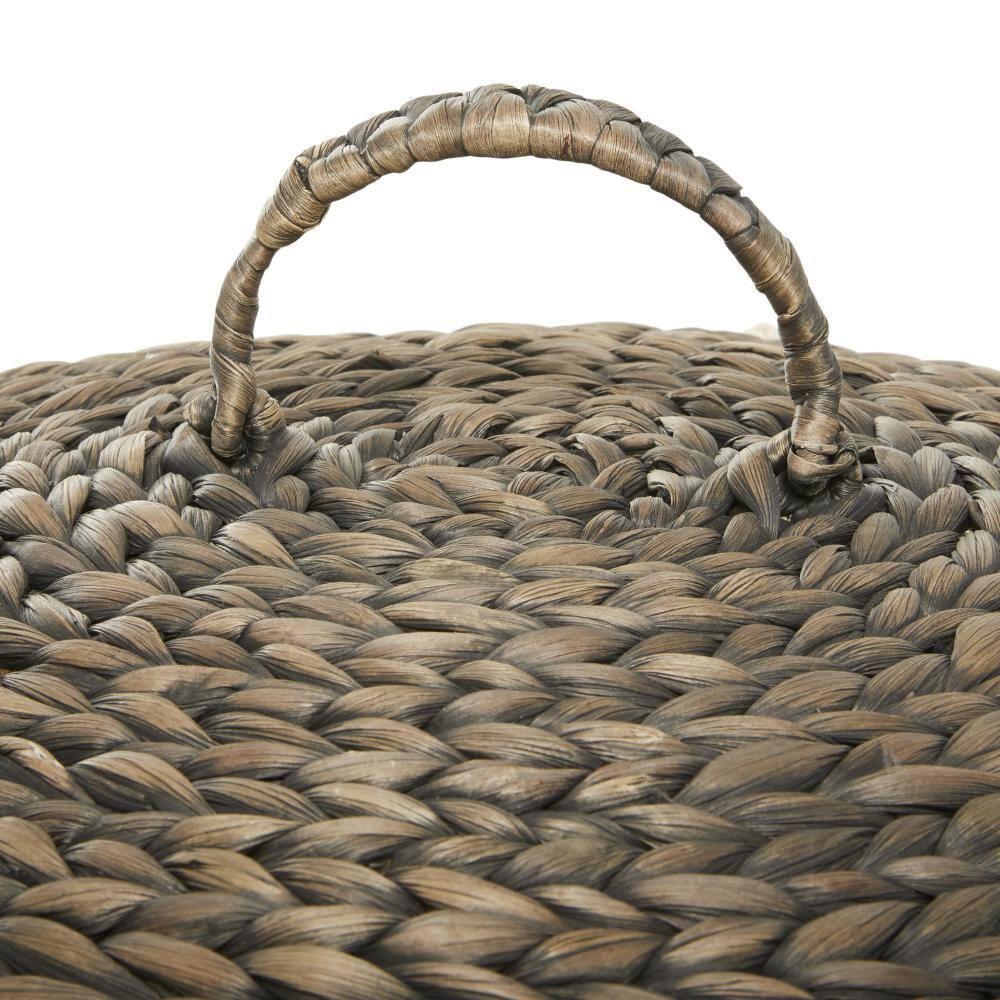 CosmoLiving by Cosmopolitan 23", 24"H Dark Brown Seagrass Handmade Storage Basket with Liner and Matching Tops, 2-Pieces