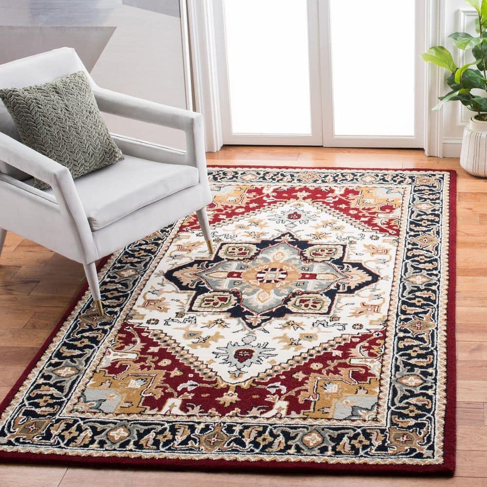 Heritage HG625 Handmade Area Rug - 5'x8' - Ivory/Red - Safavieh