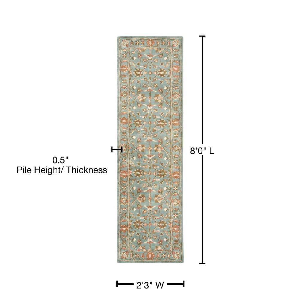 Heritage HG969 Hand Tufted Runner Rug - Blue/Blue - 2'3"x8' - Safavieh.