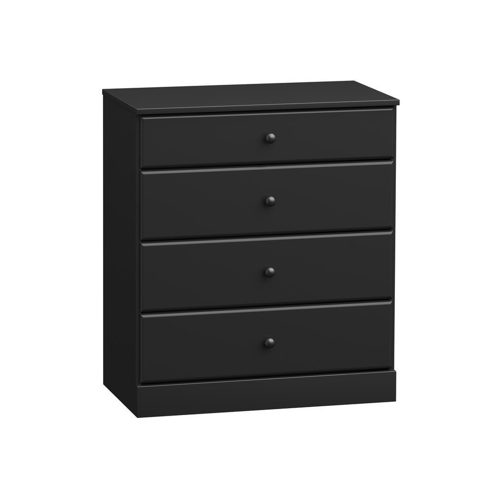 Prepac 4 Drawers Astrid Dresser Black: Wood Composite Frame, 36.25" High, Bedroom Storage