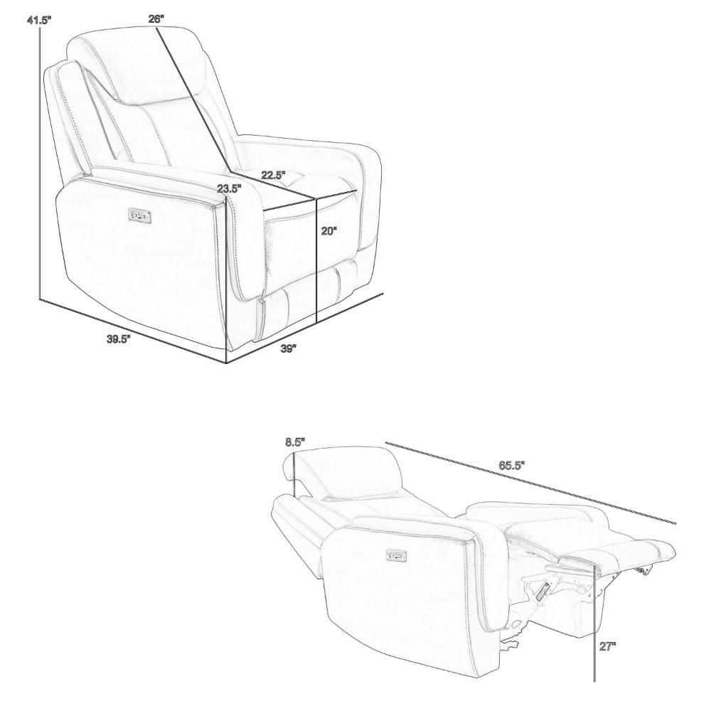Ebern Designs Juna Zero Gravity Power Recliner Chair With Headrest, Gray Genuine Leather