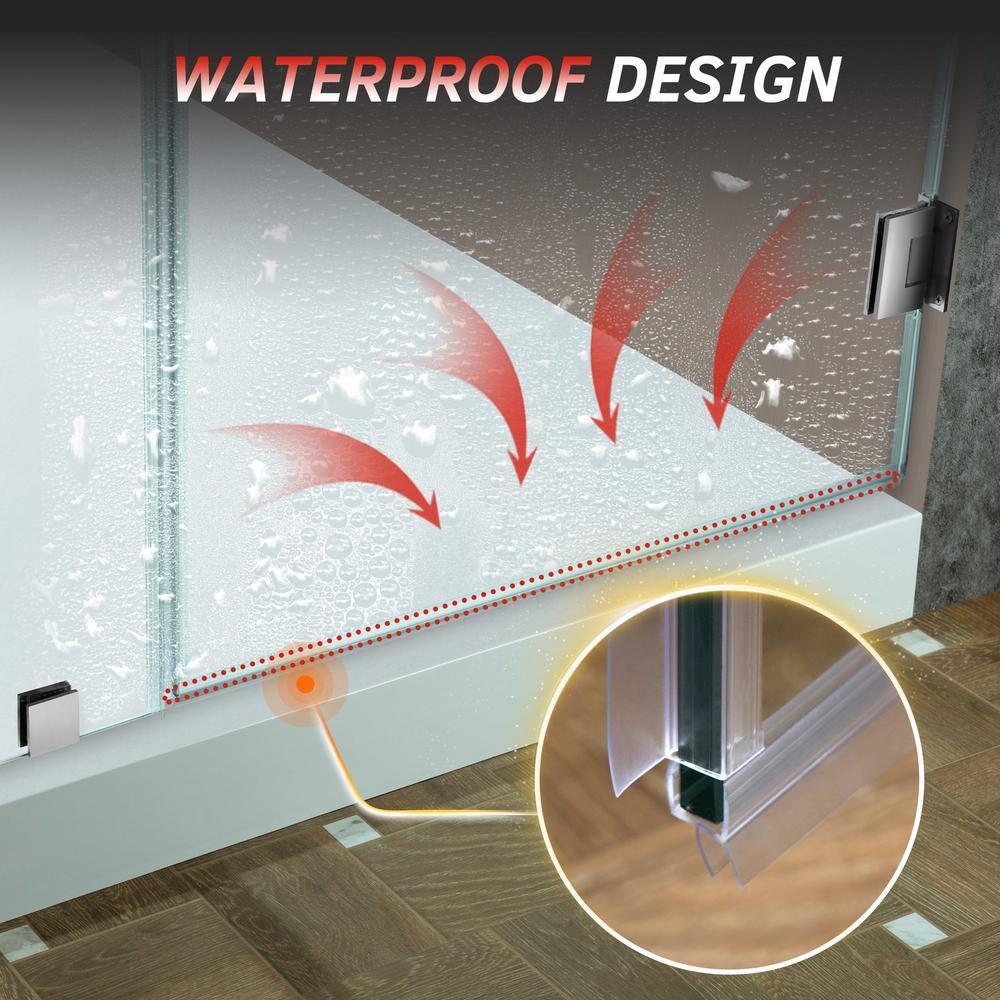 46-47" W x 76" H Pivot Frameless Single Swing Hinge Shower Door, 3/8 in. (10mm) Thickness Shattered-Proof Tempered Clear Glass