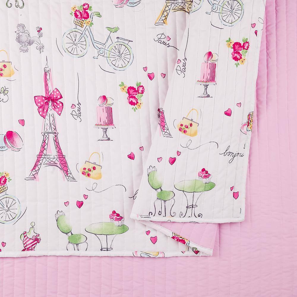 Urban Playground Pretty in Paris Reversible Pink Quilt Set