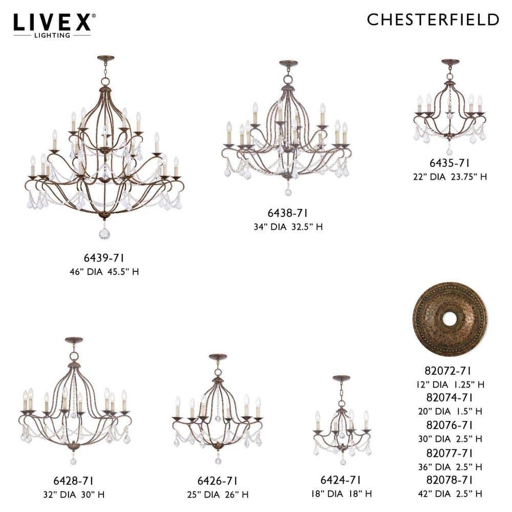 Livex Lighting Chesterfield 5 - Light Chandelier in  Hand Applied Venetian Golden Bronze