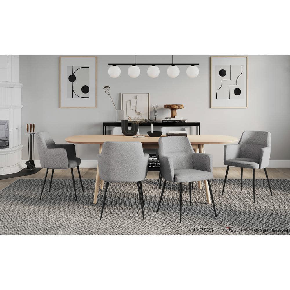 Set of 2 Andrew Contemporary Dining Accent Chairs Gray - LumiSource: Upholstered, Metal Legs, Padded Armrests