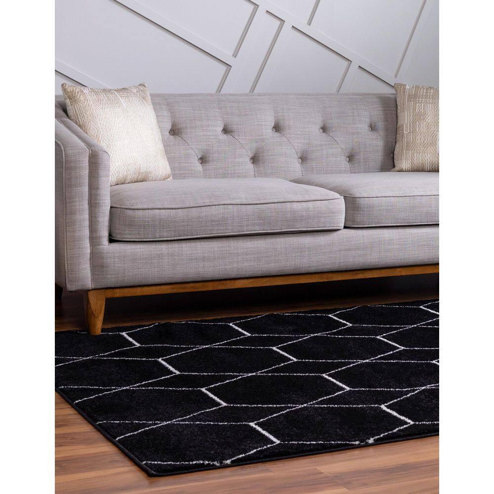 Unique Loom 3' 3 x 5' 3 Trellis Frieze Geometric Black Area Rug