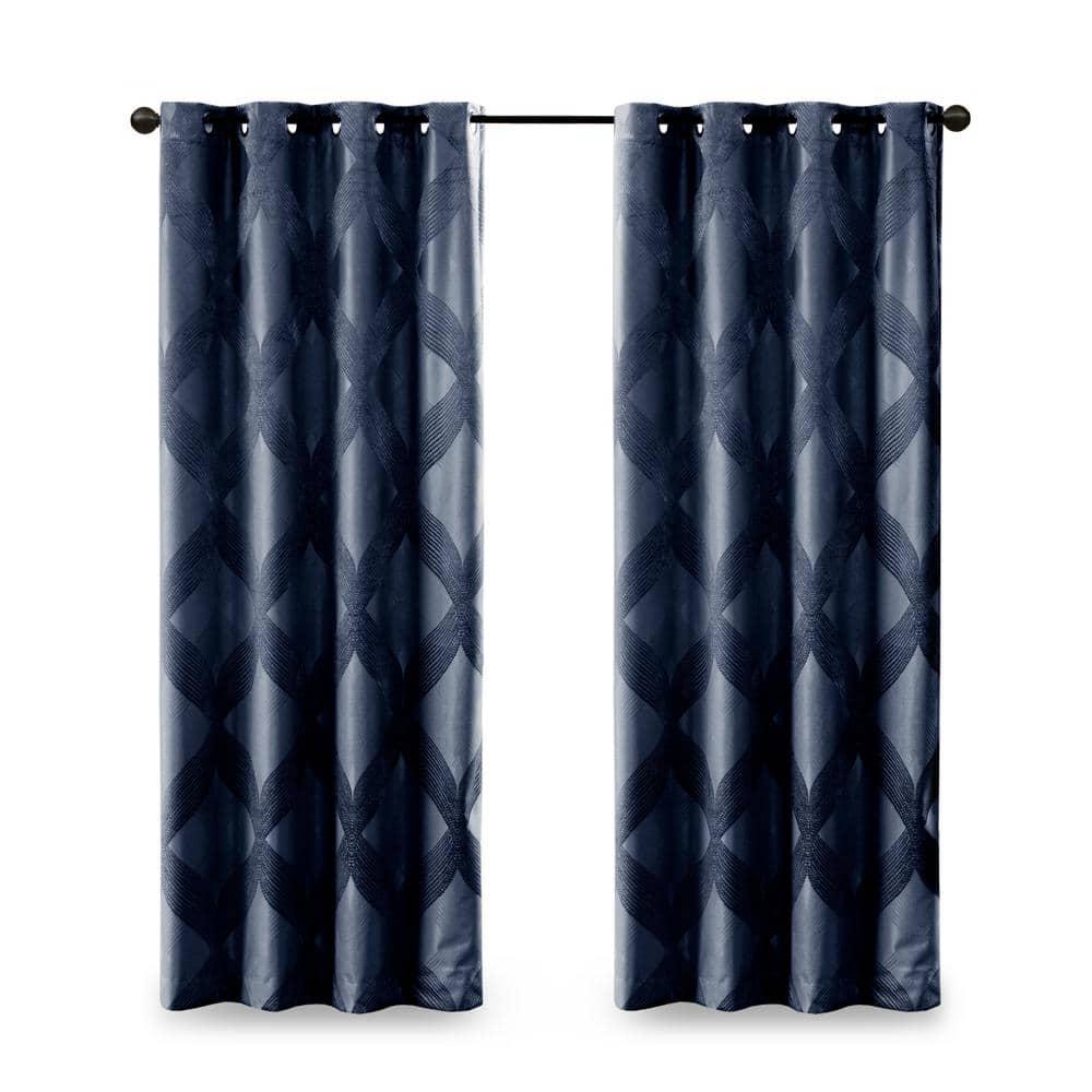 Madison Park Bentley Ogee Knitted Jacquard Geometric Total Blackout Single Curtain Panel