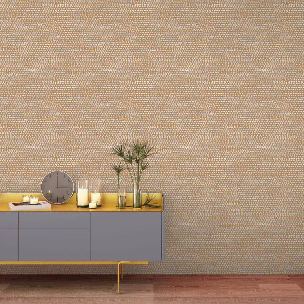 Tempaper & Co. Moire Dots Removable Peel and Stick Wallpaper, Toasted Turmeric Dots, 28 sq. ft.: Vinyl, Self-Adhesive, Modern Decor