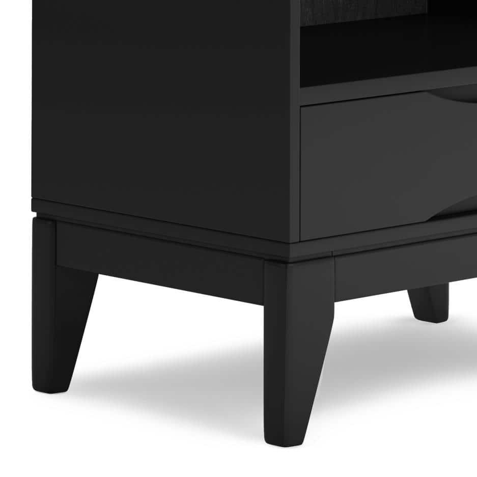 Simpli Home Harper 24"W Solid Hardwood 4 Shelf Mid-Century Modern Bookcase with Drawer and Adjustable Shelves