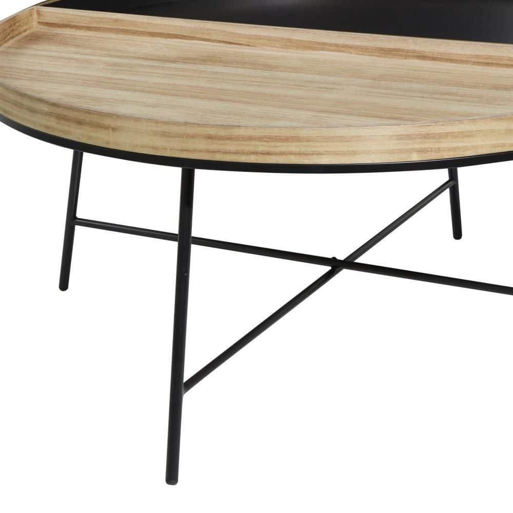 DecMode 38" x 18" Black Metal Split Coffee Table, 1-Piece