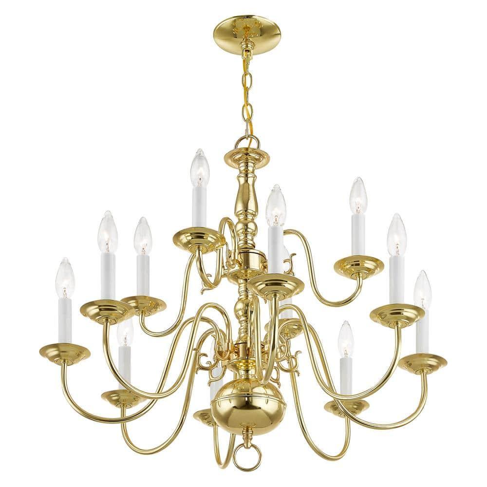 Livex Lighting Williamsburgh 12 - Light Chandelier in  Polished Brass
