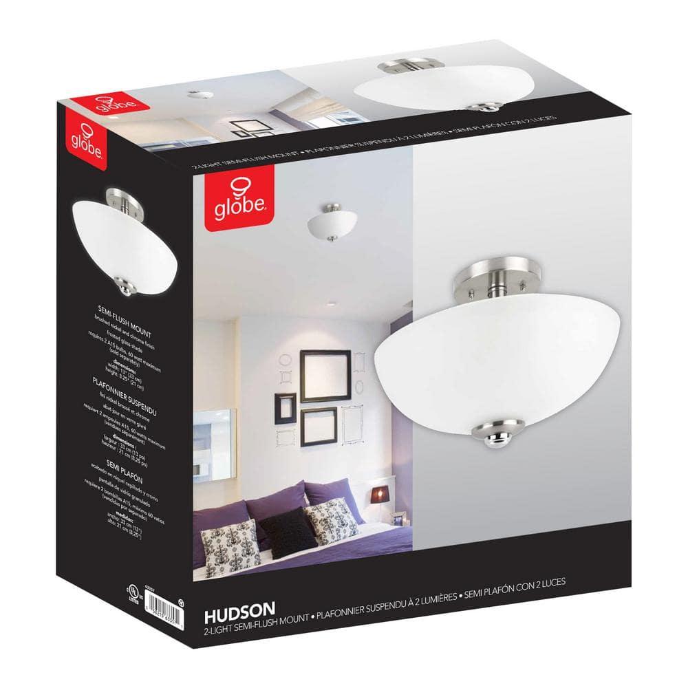 Globe Electric Hudson 8.25 in. H X 13 in. W X 13 in. L Brushed Nickel Ceiling Light