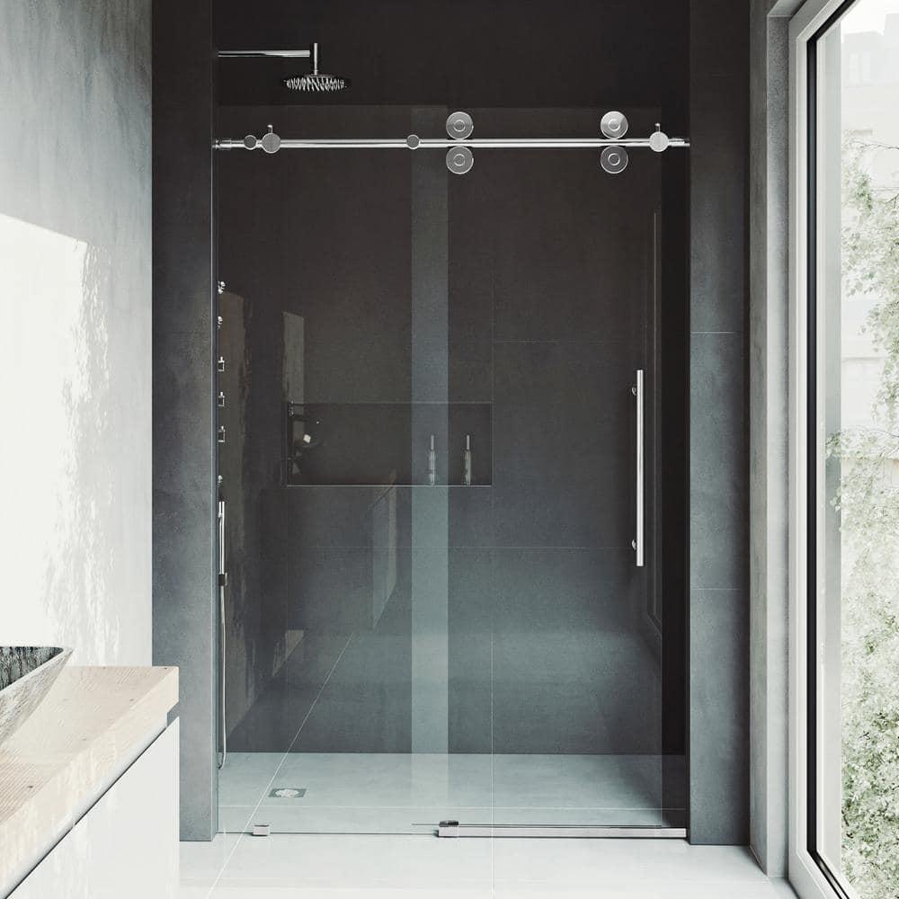 Elan 56-60" W x 74" H Sliding Frameless Shower Door with 3/8" Clear Glass