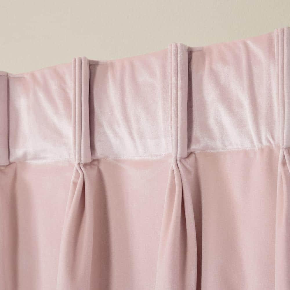 Set of 2 (96"x54") Velvet Heavyweight Pinch Pleat Top Curtain Panel Blush - Exclusive Home: Mid-Century Modern, Light Filtering