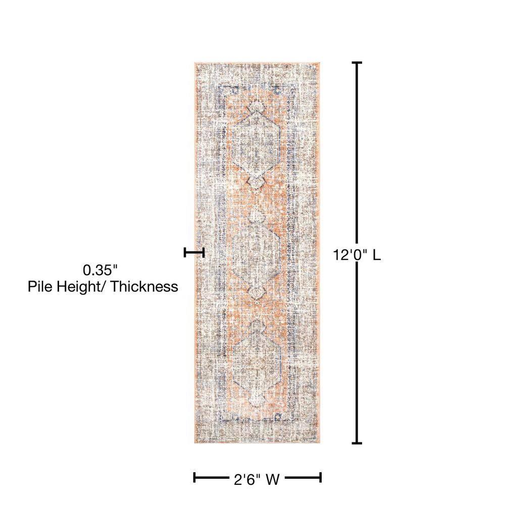 Nuloom Jacquie Medallion 2x12 Runner Indoor Area Rug for Living Room Bedroom Dining Room Entryway Hallway Kitchen, Peach/Beige
