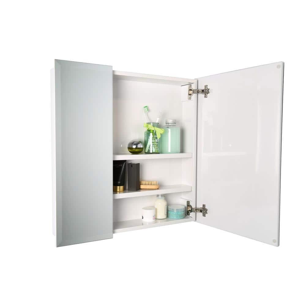Croydex Wellington Double Door Aluminium Bathroom Medicine Cabinet in White (24x24in)