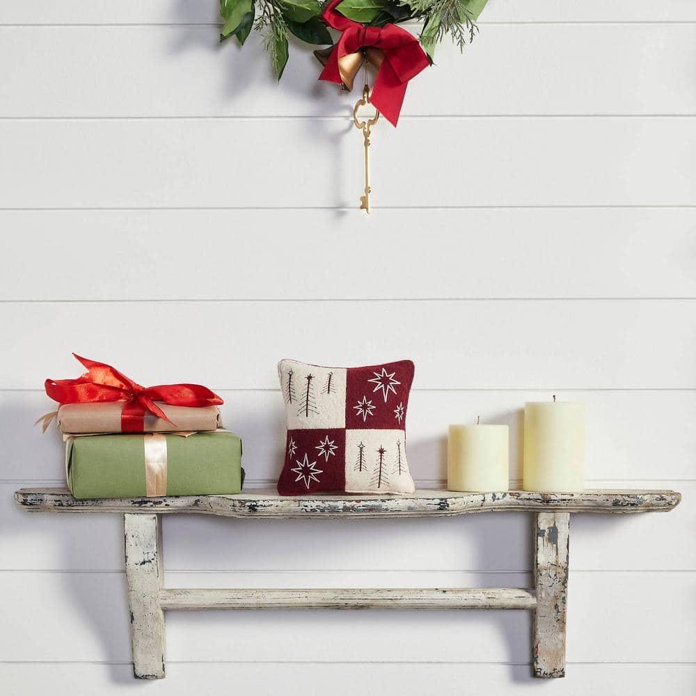 VHC Brands Embroidered 100% Felt Shell, Polyester Lining, Polyester Pillow Fill Reversible Throw Pillow