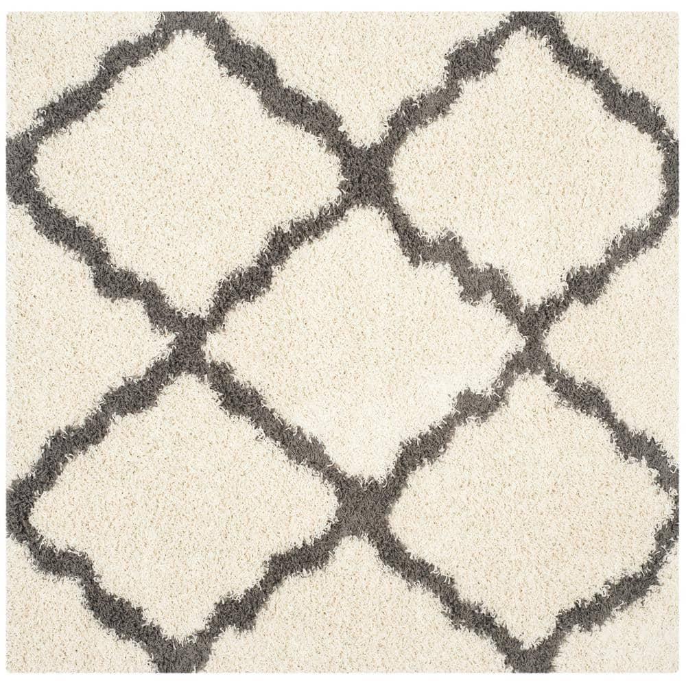Dallas Shag SGD257 Power Loomed Indoor Area Rug - Ivory/Dark Grey - 6'x6' - Safavieh.