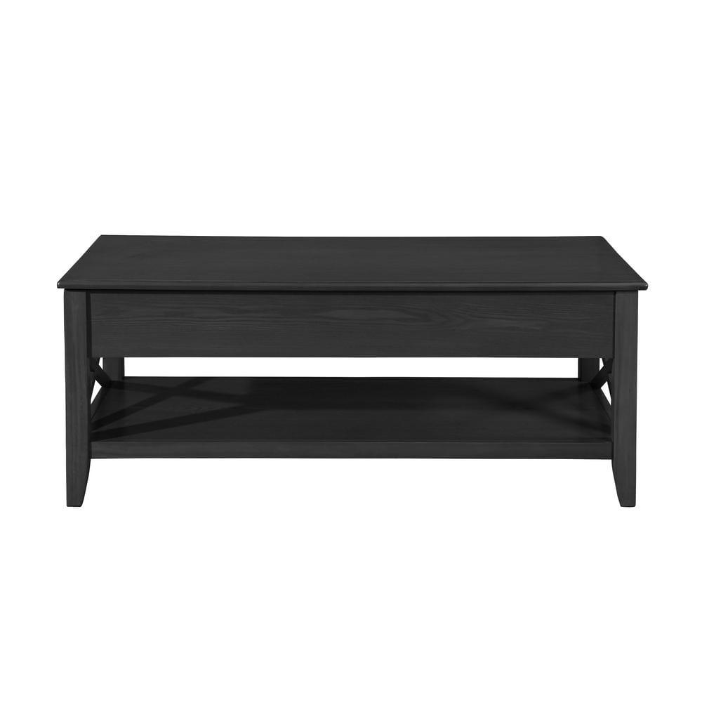 Noble House Moses Farmhouse Faux Wood Lift Top Coffee Table, Black