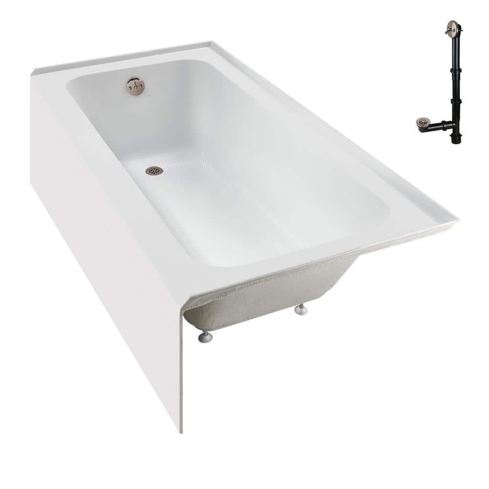 Streamline 60 in. x 30 in. Acrylic Left-Hand Drain Alcove Bathtub in Glossy White With External Drain