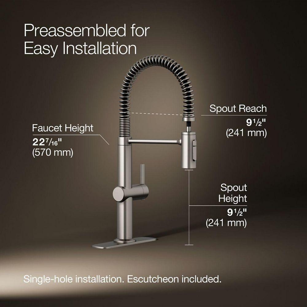 KOHLER Clarus Semi Professional Single Handle Pull Down Sprayer Kitchen Faucet in Vibrant Stainless