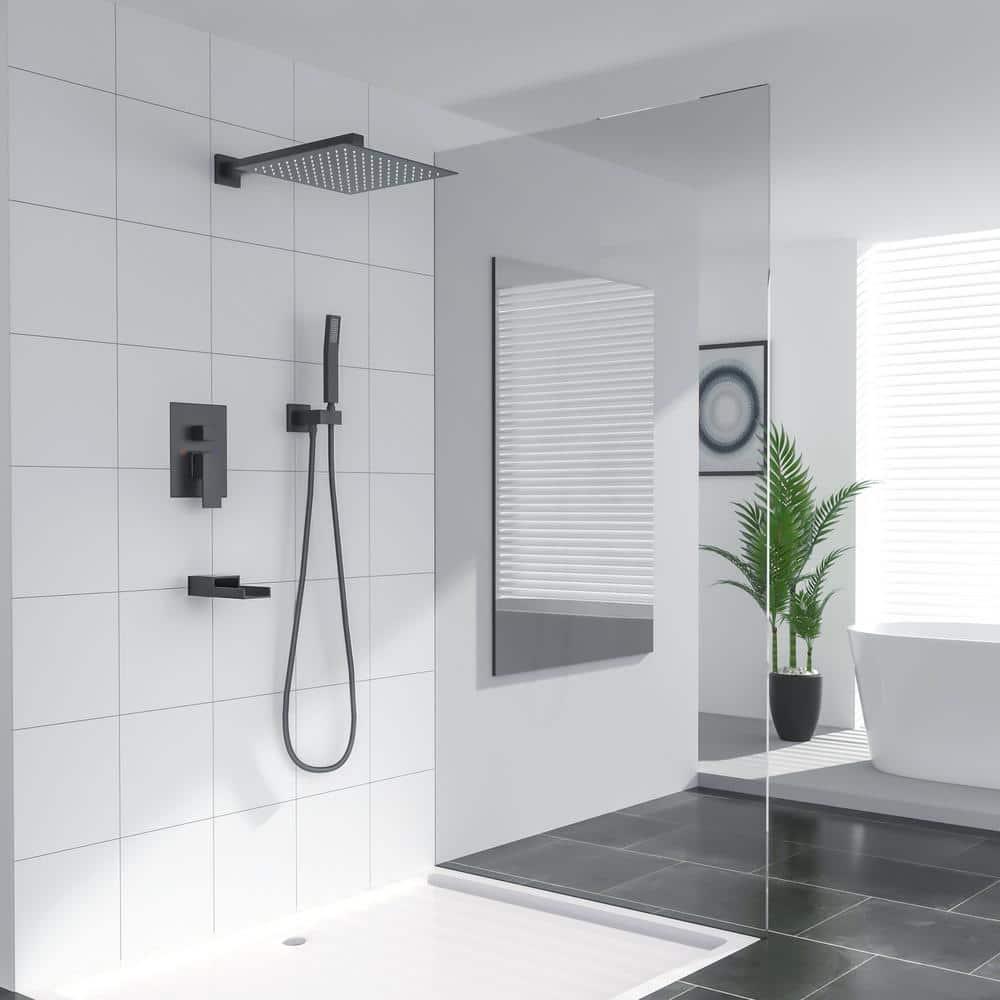 Lordear Bath Shower Faucet Set Tub Spout 10 inch Rain Shower Head with Handheld Shower System
