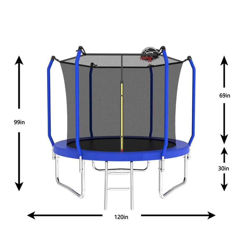 wendeway 10FT Trampoline With Basketball Hoop,  ASTM Approved Reinforced Type Outdoor Trampoline With Enclosure Net