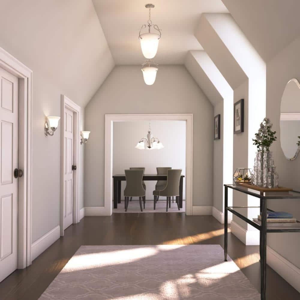 Progress Lighting Bedford 5-Light Chandelier, Brushed Nickel, Alabaster Glass Shades