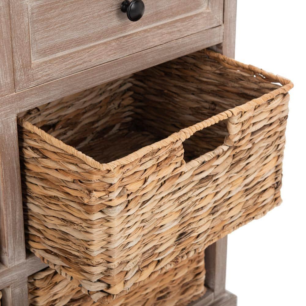 Herman Storage Unit with Wicker Baskets - White Wash - Safavieh.