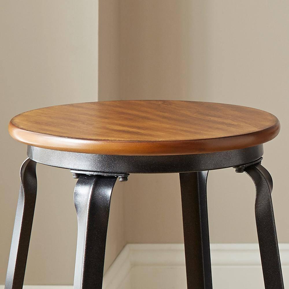 Set of 2 Addison 24" Counter Height Barstool Metal/Brown - Steve Silver Co.: Birch Veneer, Round Seat