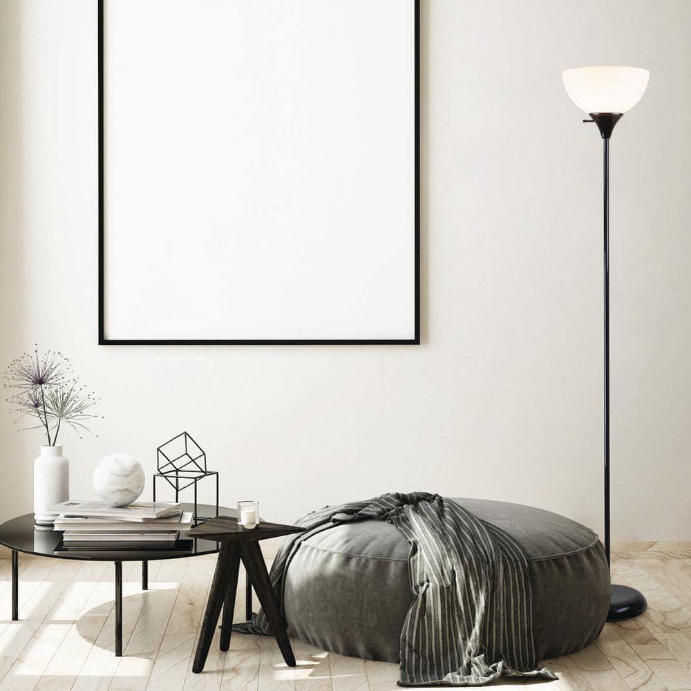 Henry 71" Torchiere Standing Floor Lamp by Newhouse Lighting, Black
