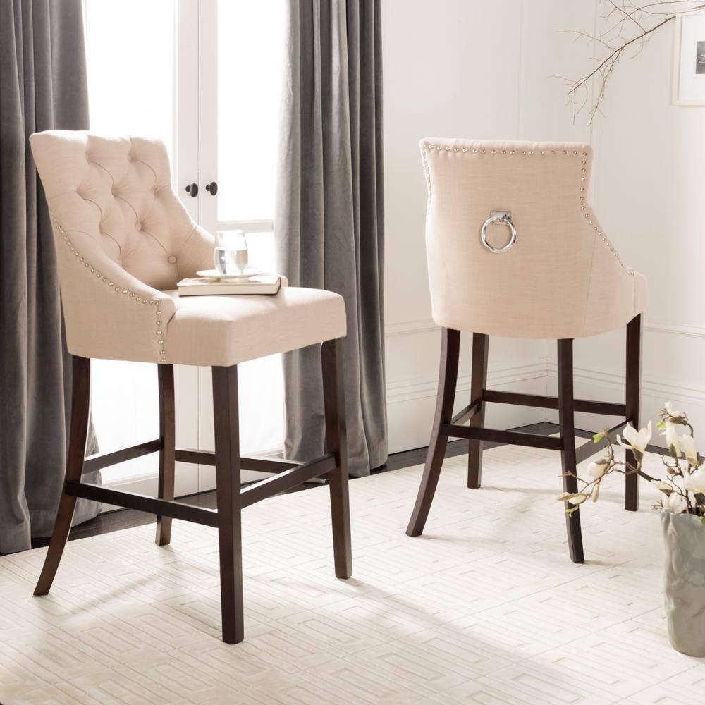 Safavieh Eleni Tufted Wing Back Bar Stool | Wayfair