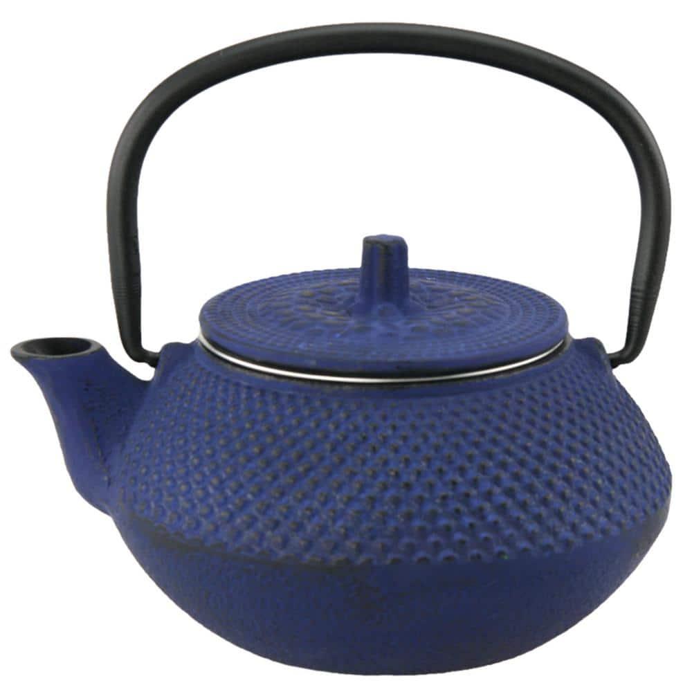Creative Home Kyusu 10 Oz Blue Cast Iron Teapot with Removable Infuser