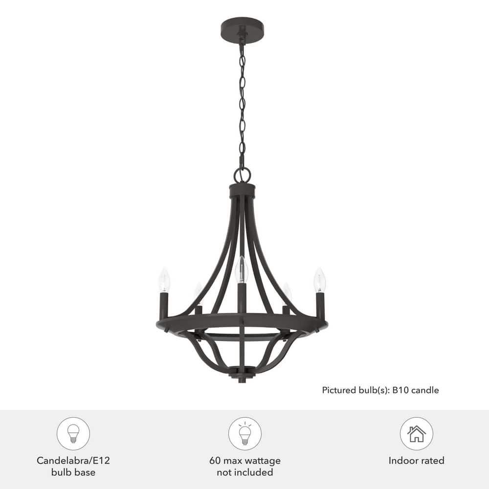 Perch Point 5 Light Candle Style Wagon Wheel Chandelier
