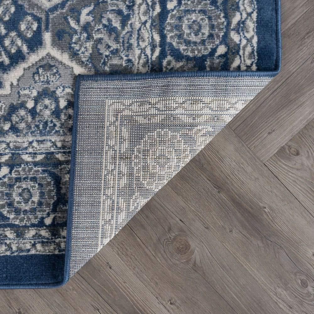 Tayse Hampton Area Rug HMP4207 Traditional Navy Geometric Blocked 3' 11'' x 5'3'' Rectangle