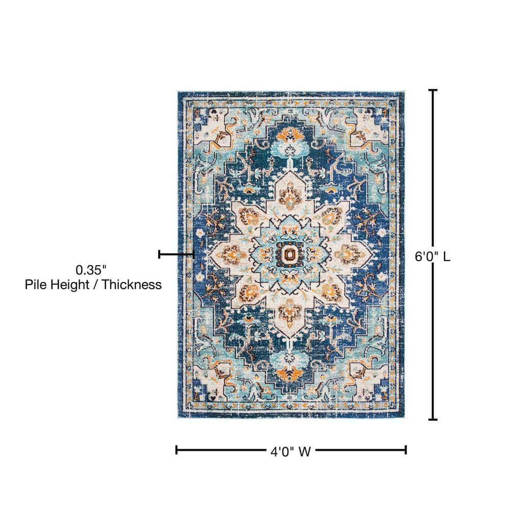 Madison MAD473 Power Loomed Indoor Area Rug - Blue/Light Blue - 4'x6' - Safavieh