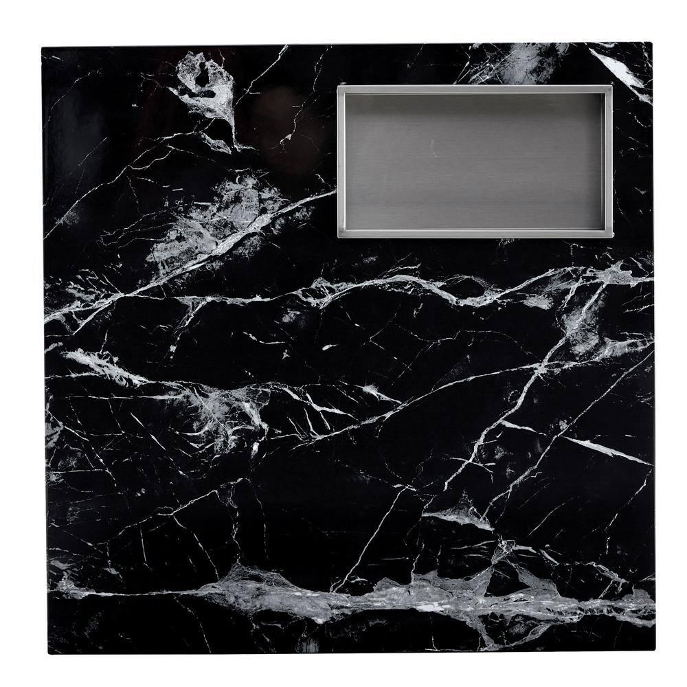 Sudica Compact Marble Coffee Table, 31" Square Center Table with Stainless Steel Storage for Living Room(Black)